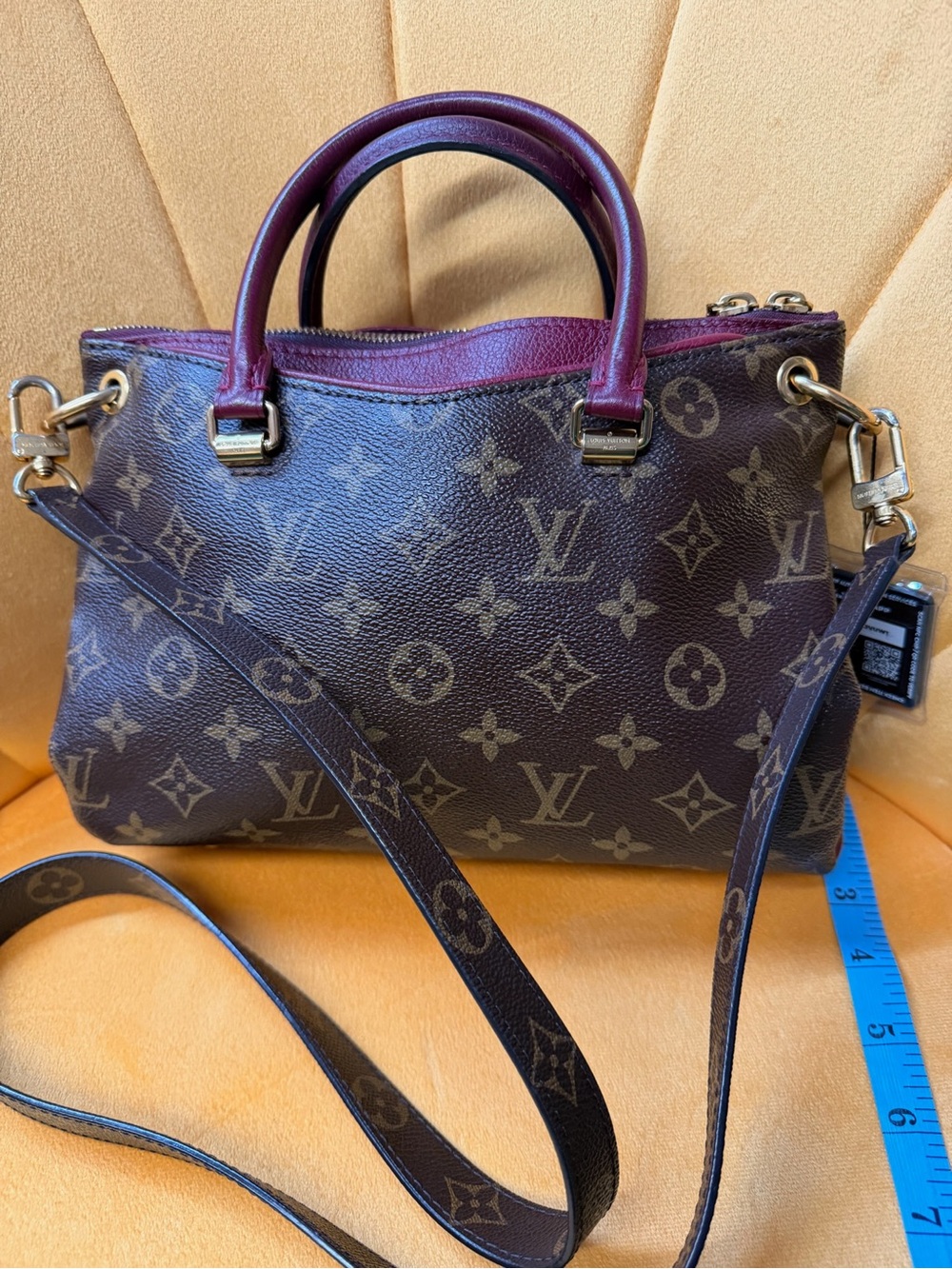Louis Vuitton Monogram Canvas Plum Trim Top-Handle Satchel - Picture 3 of 13